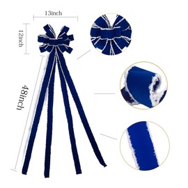 Christmas Checked Tree Topper,48x13 Inches Large Toppers Bow ,Black and White Plaid Buffalo Decorative Bows for Christmas Decoration (Black and White)