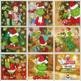 DISENB 9 Sheets Christmas Window Clings Double Sided Reusable Christmas Window Decals Stickers for Winter Xmas Holiday Party Shop Window Glass Display Decoration