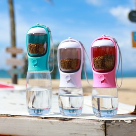 AVELORA Dog Water Bottle,Portable pet Water Bottle with Food Container,Outdoor Portable Water Dispenser for Cat,Rabbit,Puppy and Other Pets for Walking,Hiking,Travel(19oz)