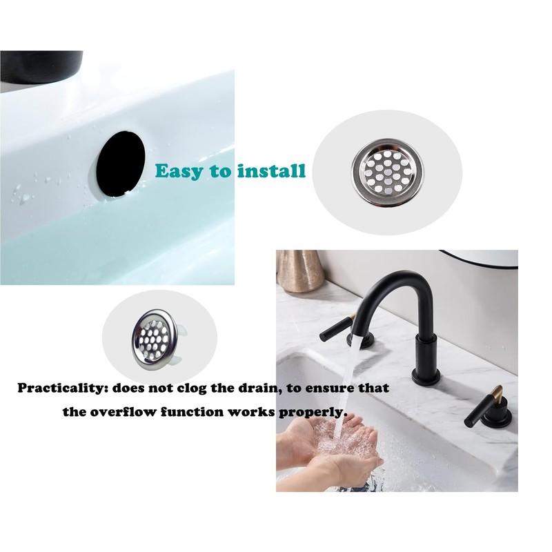 4 Pack Sink Overflow Trim-Ring Stainless Steel Bathroom Kitchen Basin