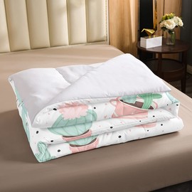 Cute Cactus Comforter for Girls Kids Bedroom Children Women Boho Succulent Bedding Set Queen Tropical Botanical Comforter Set Pastel Pink Green Decor Quilted Duvet Insert (1 Comforter + 2 Pillow Case)