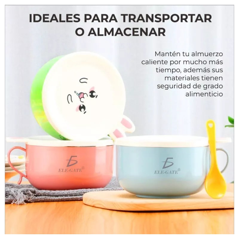Ele-Gate Set De Dos Almacenadores Alimentos Tipo Tazón Para Niños