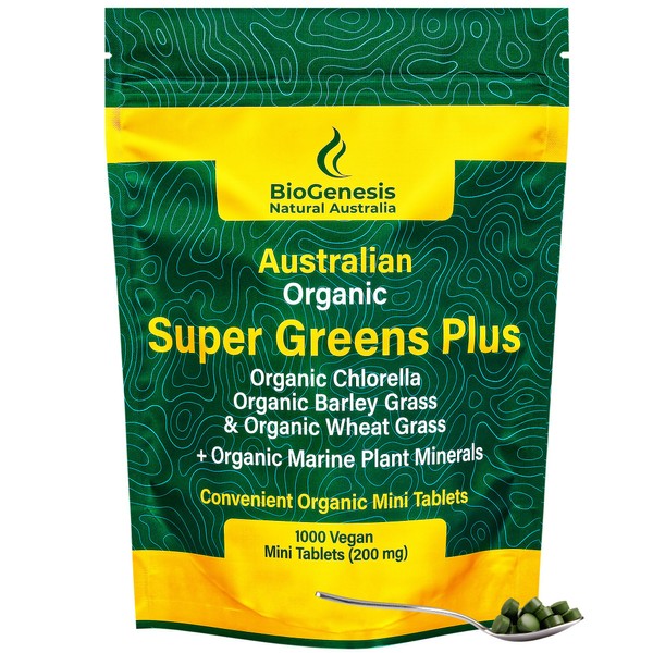 Biogenesis Australian Organic SuperGreens Plus Chlorella, Barley Grass, Wheat Grass,