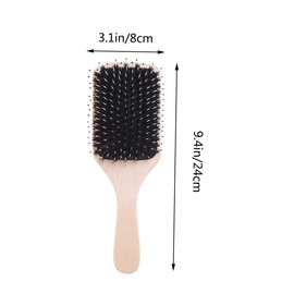 SAFIGLE Boar Bristle Styling Brush for Curly Wavy Hair Hair Brush Wooden Handle for Frizz Reduction