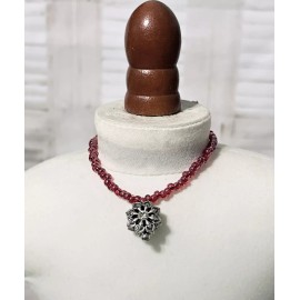 Red and Silver Floral Necklace Made for 18 Inch Doll Brands