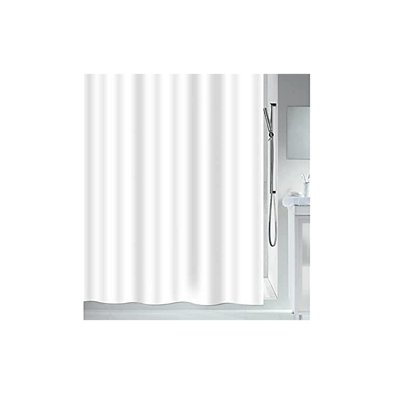Spirella Anti-Schimmel Duschvorhang Securitas Anti-Bakteriell, Polyester 180x200cm Weiß - Made