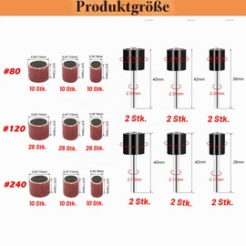 mxuteuk Sanding Drum Set, Including 138 Pieces Aluminum Oxide 80 120 240Grit Drum Sanding Sleeves and 12 Pieces Drum Mandrels Sanding Drums with Box