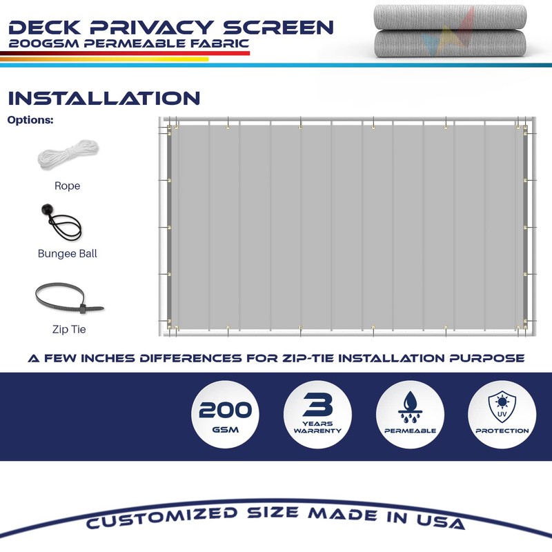 Windscreen4less 3'x50' Deck Balcony Privacy Screen for Deck Pool Fence