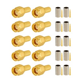 POBADY 10 PCS SMA Connectors SMA Male Crimp Connector for RG58 RG142 RG400 LMR195 RF Coax Cable