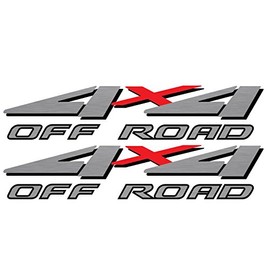 Vinylmark LLC Replacement 4x4 Bedside Decals - 1999 to 2001 Off Road Fits Ford Trucks (Silver)