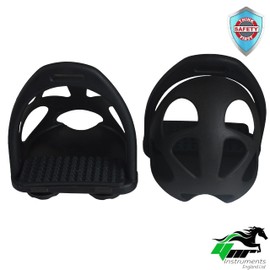 Pair of Safety Toe Cage Stirrups, Durable Plastic, Lightweight Matrix Stirrups (Black)