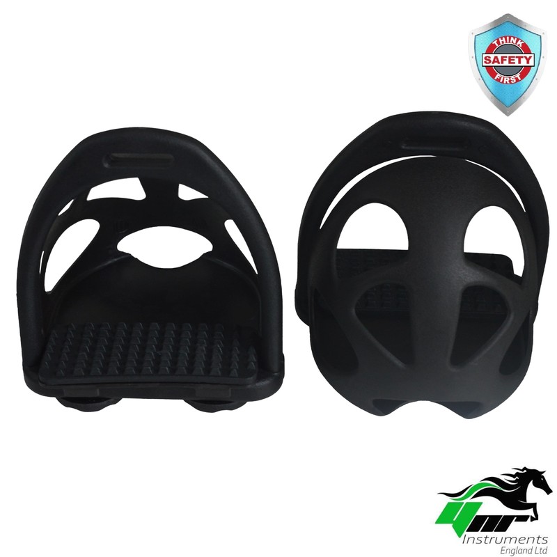 Pair of Safety Toe Cage Stirrups, Durable Plastic, Lightweight Matrix