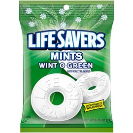 LIFE SAVERS Wint O Green Individually Wrapped Mints, Candy Variety Pack for Snacking, Sharing, Office Parties, and Pantry Stocking, 6.25 oz (12 Hard Candy Bags)