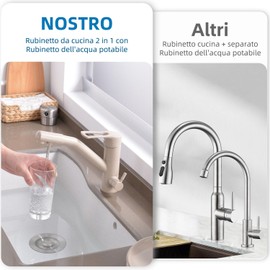 Zeffrary 3 Way Kitchen Tap, 360° Rotating Kitchen Tap, Sink Mixer Tap with Flexible Spout, G3/8 Inch (Beige)