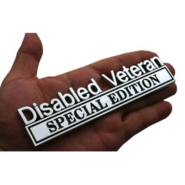 1pc Disabled Veteran Special Edition Emblem Car Decal, Warrior Soldier 3D Sticker, Disabled Veteran Special Edition Letters Car Badges, Accessories (Chrome Black)