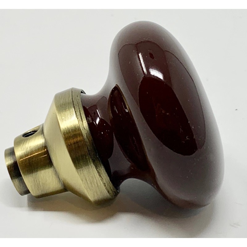 B08T9WFRX6 Brown Porcelain Door Knobs Vintage Reproduction- Antique Brass Base