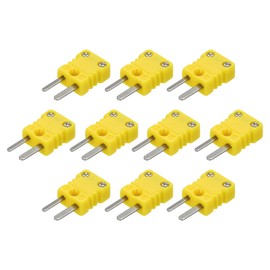 MECCANIXITY K Type Thermocouple Wire Connectors Male Plug Adapter High Temperature 200°C(392°F) for Thermocouple Sensor Probe Yellow 10pcs