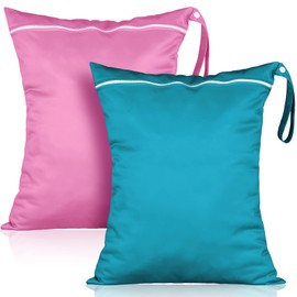 Shappy 2 Pcs Large Travel Laundry Bag Washable Waterproof Wet Dry Bag Large Dirty Clothes Bag Bathing Workout Bag(Solid Green Pink)