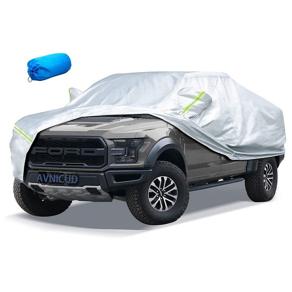 AVNICUD Truck Cover Waterproof All Weather - Outdoor Pickup Truck Cover Rain Snow UV Dust Hail Protection - Universal Fit for Ford F150 F250 F350 Chevy Silverado Dodge Ram 1500 (235 Inch, Sliver)