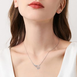 ZPMMPZ Hummingbird Necklace 925 Sterling Silver Sakura Hummingbird Pendant Necklace Hummingbird Jewelry Gifts for Women