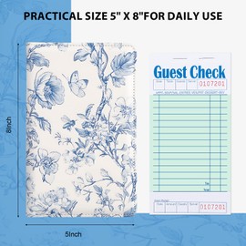 2 Pack Cute Server Books for Waitress, PU Leather, Blue