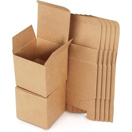 Cardboard Boxes, Pack of 50 Gift Boxes, Kraft Paper, Square Gift Box for Gifts, Cardboard Boxes with Lids, Birthday, Party, Wedding (5 x 5 x 5 cm, Brown)