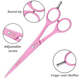 Pink Professional Barber Hairdressing Scissors THINNING Hair Cutting Shears Set+ CASE (Pink Scissors 6.5")