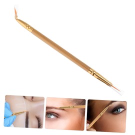 Baluue 2 Pcs Double-ended Thin Eyeliner Brush Kit Bamboo Synthetic Fiber Straight Bent Angled for Lip Liner