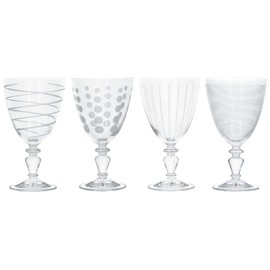 MIKASA Cheers Goblet Set/Crystal Wine Glasses with Decorative Etching, 340 ml, Set of 4, Silver