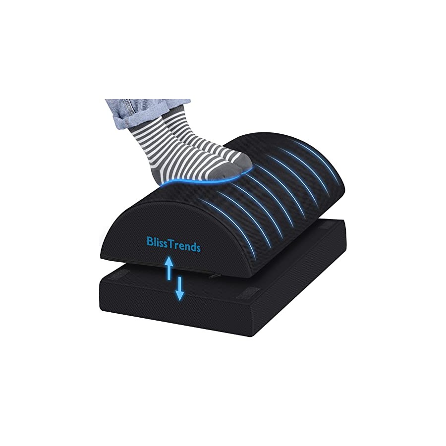BlissTrends Foot Rest for Under Desk at Work-Versatile Foot Stool with Washable Cover-Comfortable Footrest with 2 Adjustable Heights for Car,Home and Office to Relieve Back,Lumbar,Knee Pain-Black