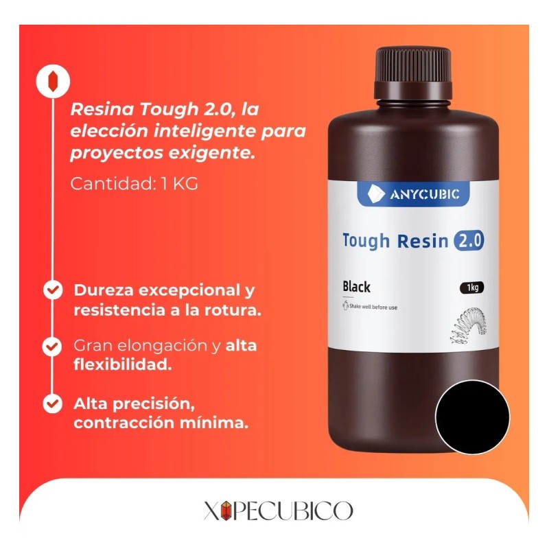 Resina Flexible Impresora 3d Anycubic 1kg Uv Alta Dureza Negro