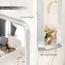 GOLOMO 24x32 Silver Bathroom Mirror, Silver Vanity Mirror for Wall, Rounded Rectangle Mirror with Beveled Border, Anti-Rust, Polished, Shatterproof (Horizontal/Vertical)