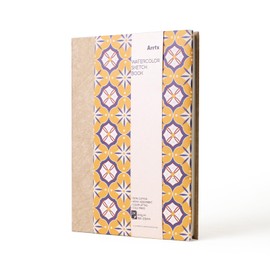 Arrtx Watercolor Sketchbook A5 Size 21x15cm 100% Cotton 300gsm Hot Press Medium Size 24pcs Hard Cover Travel Sketch Journal for Artists Students