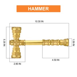 GASHER Small Golden Hammer, DIY Toy Handmade Golden Decorative Hammer, 11 inch Length