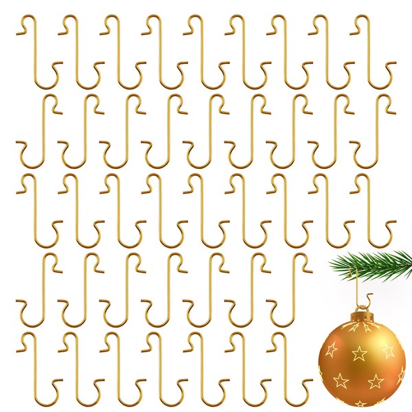 100 Pack Ornament Hooks, Christmas Ornament Hooks, Hooks for Christmas Ornaments, Christmas Tree Hooks for Ornaments, Ornaments Hooks for Christmas Trees, Christmas Tree Decoration Hangers, Gold