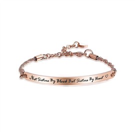LSxAB Rose Gold Not Sister By Blood But Sister By Heart Bracelet for Best Friend BFF Bangle Wristband Bracelets