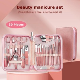 Lenamos Manicure Set 30 in 1 Nail Clippers Set, Nail Manicure Kit for Women, Toenail Clippers Pedicure Kit, Pedicure Tools, Suitable for Travel Manicure Tools, Toe Nail Care Kit, Manicure Set Women