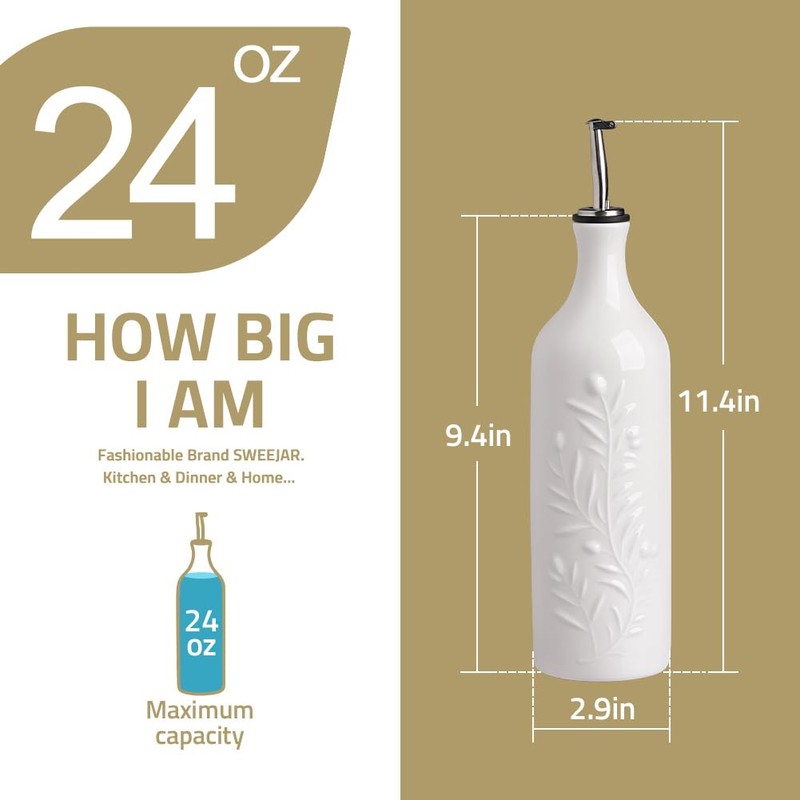 Sweejar Large Olive Oil Dispenser Bottle with Spout, 24 Oz