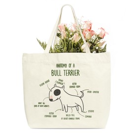 HMJKL Dog Theme Tote Bag for Women, Bull Terrier Bulldog Canvas Tote Bag, Dog Mom Gifts Bag, Bull Terrier Lover Gifts, Shoulder Bag For Work Shopping Travel Holiday, 15
