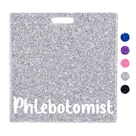 Plifal Phlebotomist Badge Buddy Card Holder Nurse Nursing Accessories Glitter Silver Horizontal ID Name Identification Tags Nurse Work