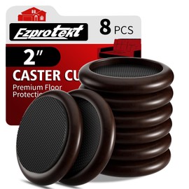 Ezprotekt Non Slip Wood Furniture Caster Cups Φ 50 mm, 8 PCS Furniture Cups, 2” Furniture Pads for Hardwood Floors, Sofas Beds Chairs Coasters with Anti-Slide Round EVA Pads, Dark Brown