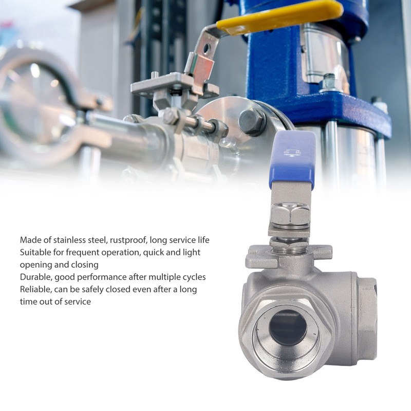 3 Way Ball Valve 1in 304 Stainless Steel Female T