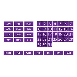Whiteboard Calendar Magnet Bundle (Dates, Days of The Week, Months) by DCM Solutions (Purple, 0.5"x0.5")