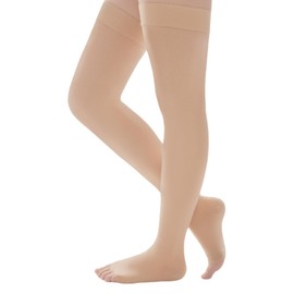 LIANPTRON 20-30 mmHg Compression Stockings for Women and Men, Open Toe Thigh High Compression Socks, Best Support for Varicose Veins, Edema, DVT