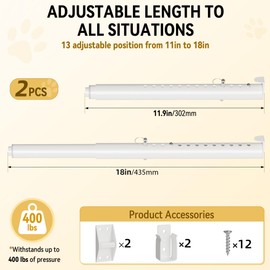 Dabolang Metal Sliding Glass Pet Door Security Bar,2 Pack Adjustable Sliding Pet Door Bar Lock,Mini Slidings Door Locks Bar for Lock Sliding Glass Dog Door,Size Extends 11”to18”