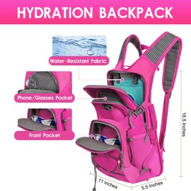 Wolt 18L Hydration Backpack with 2L Hydration Bladder for Men Women, Water Backpack for Hiking, Running, Cycling, Climbing(Pink)