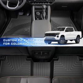 SSESS Car Floor Mats for Chevy Colorado/GMC Canyon Crew Cab 2023 2024 2025(Fit Carpet Floor) Accessories,TPE All Weather Protection Floor Mats,Custom Fit 1st&2nd Row Car Floor Liners Set