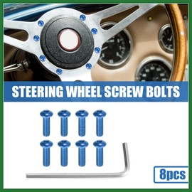 Motoforti 8pcs M5x0.8 Round Head Car Steering Wheel Screw with Wrench Sky Blue Long-lasting