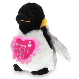 DolliBu Happy Mother's Day Super Soft Plush Emperor Penguin - Cute Stuffed Animal Present with Pink Heart Message for Best Mommy, Grandma, Wife, Daughter - 6" Inches