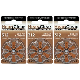 HearClear Size 312 PR41 Hearing Aid Batteries Brown Tab (18 Batteries)